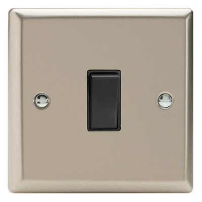 Varilight Single 20A Double Pole SwitchClassic Satin With Black RockerXn20B from B&Q