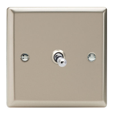 Varilight Single Toggle Light Switch 2-WayClassic Satin With Chrome ToggleXnt1 from B&Q