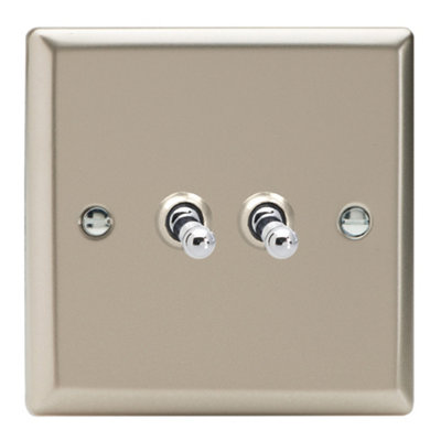 Varilight 2-Gang 10A 1- Or 2-Way Toggle Switch Satin