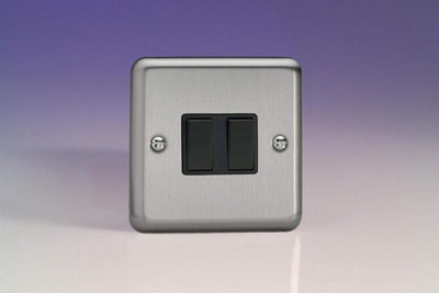 Varilight Xs2B Rocker Switches 2-Gang Black from B&Q