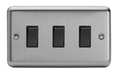 Varilight Xs93B Rocker Switches 3 Gang Black from B&Q