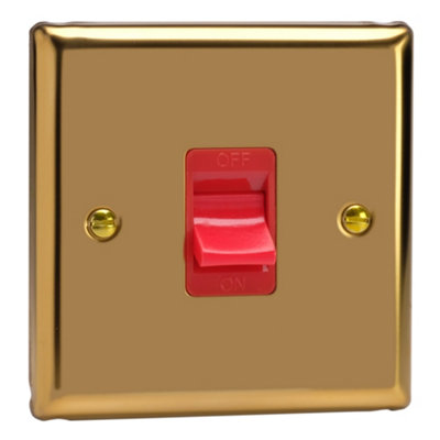 Varilight Single Cooker SwitchClassic Victorian Brass With Red InsertXv45S from B&Q