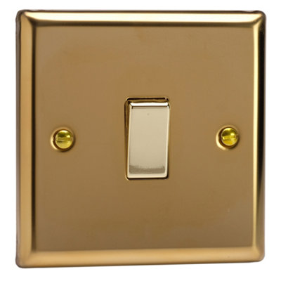 Varilight Single Rocker Light Switch IntermediateClassic Victorian Brass With Polished Brass RockerXv7D from B&Q