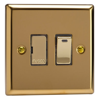 Varilight Switched Fused Spur With NeonClassic Victorian Brass With Polished Brass InsertXv6Nd from B&Q
