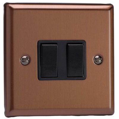 Varilight 2-Gang (10A Intermediate Switch + 10A 1- Or 2-Way Rocker Light Switch) Brushed Bronze from B&Q