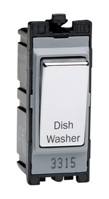 Varilight Engraved 20A 1-Way Double Pole Switch 'dishwasher' Powergrid Chrome G201Dc.dw from B&Q