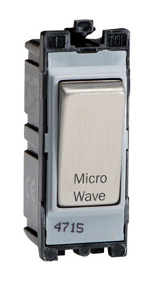 Varilight Engraved 20A 1-Way Double Pole Switch 'microwave' Powergrid Steel G201Ds.mw from B&Q