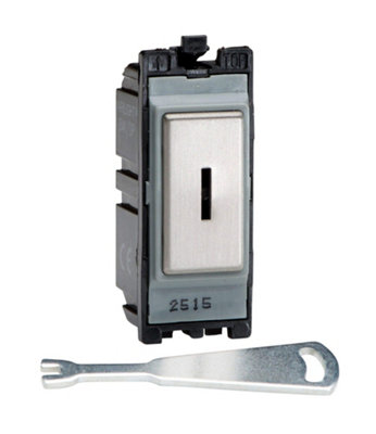 Varilight Steel 20 Amp 2 Way Single Pole Key Switch Module from B&Q