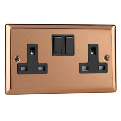 4 x Varilight XY5B.CU 2 Gang Switched Sockets DP 13 Amp Polished Copper - Image 12
