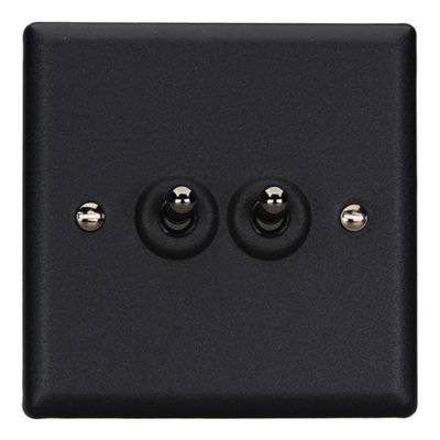 Varilight Double Toggle Light Switch 2-Way & IntermediateUrban Matt Black With Iridium ToggleXyt71.mb from B&Q