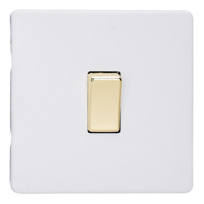 Varilight Single Rocker Light Switch IntermediateScrewless Primed Ready To Paint With Polished Brass RockerXdy7Vs.pd from B&Q