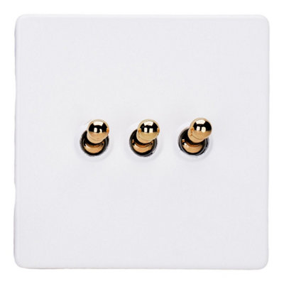 Varilight Triple Toggle Light Switch 2-WayScrewless Primed Ready To Paint With Polished Brass TogglesXdyt3Vs.pd from B&Q
