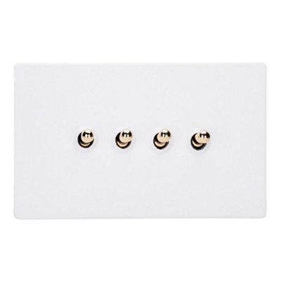 Varilight Quad 2-Way Toggle Light SwitchScrewless Primed Ready To Paint With Polished Brass TogglesXdyt9Vs.pd from B&Q