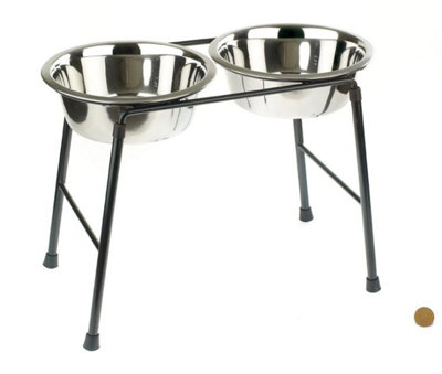 Classic High Stand Feeder Dishes (2X 1600Ml) from B&Q
