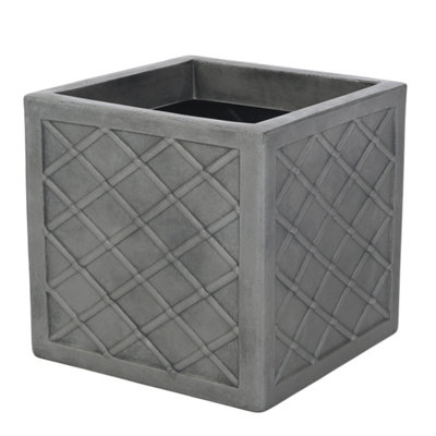 Sankey Small Lazio Plastic Square Planter (H)30Cm (W)32Cm (D)32Cm from B&Q