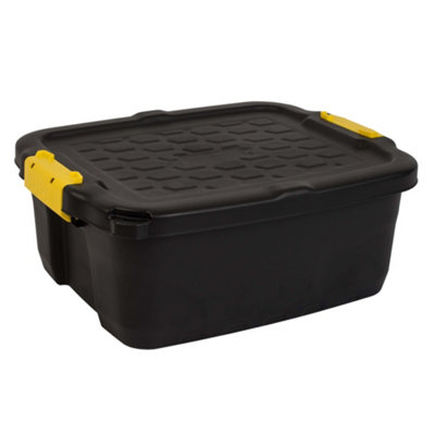 Strata Heavy Duty Black 24L Small Plastic Stackable Storage Box With Lid from B&Q