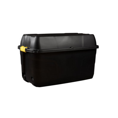 Strata Heavy Duty 175L Stackable Wheeled Storage Trunk With Lid Black