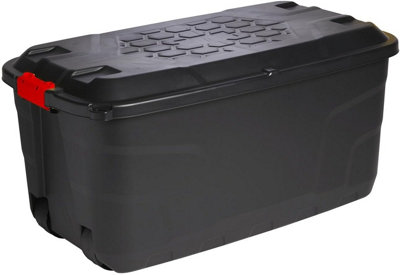 Storage Box 145L Strata Heavy Duty Trunk With Red HandlesStorage Container from B&Q