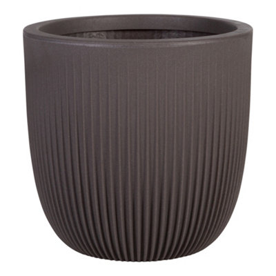 B&Q -  Pacific Matt Graphite Plastic Plant Pot (Dia) 35Cm(H)34.5Cm
