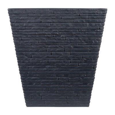 Strata Graphite Plastic Slate Effect Square Planter (H)33Cm (W)33.5Cm (D)33.5Cm