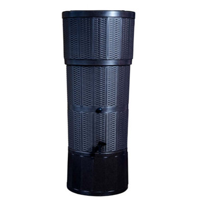  - Strata 150 Litre Black Rattan Effect Water Butt Kit