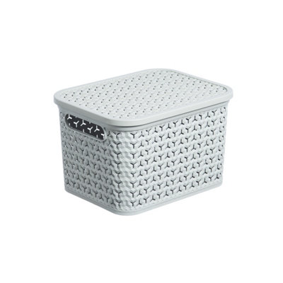 Strata Urban Matt Cool Grey Plastic Small Stackable Storage Basket & Lid (H)12.5Cm (W)16.5Cm (D)24Cm from B&Q
