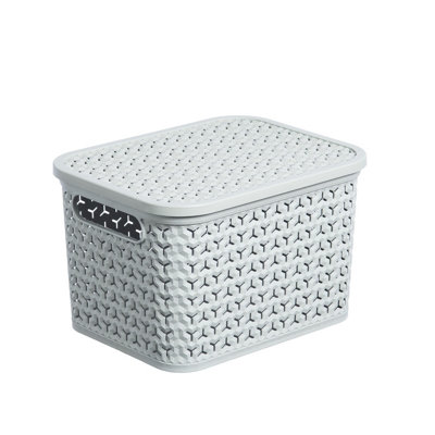 Strata Urban Matt Cool Grey Plastic Medium Stackable Storage Basket & Lid (H)19.5Cm (W)24Cm (D)31Cm from B&Q