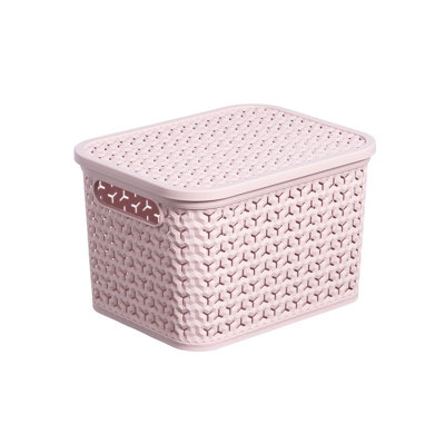 Strata Urban Matt Blush Plastic Medium Stackable Storage Basket & Lid (H)19.5Cm (W)24Cm (D)31Cm from B&Q