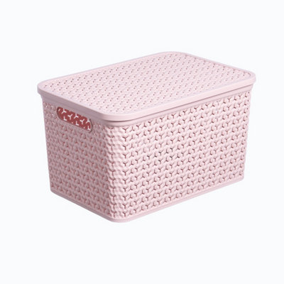 Strata Urban Matt Blush Plastic Large Stackable Storage Basket & Lid (H)26Cm (W)31Cm (D)44.5Cm from B&Q