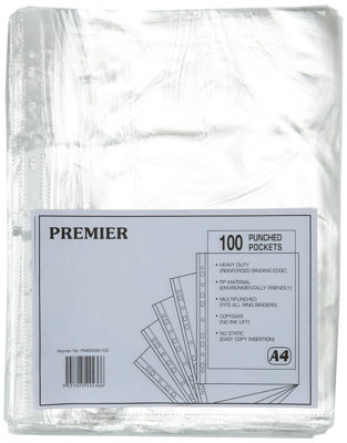 White Box Whitebox A4 Punched PocketClearPack Of 100 from B&Q