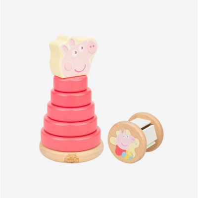 Peppa Pig Wooden Roller Rattle Topple Tower Baby Toy Ages 12 Months+ - Image 3