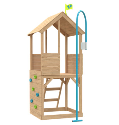 TP Toys Treehouse Wooden Play Tower With Climbing Wall And Fireman's PoleFsc Certified from B&Q