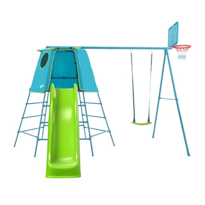 TP Toys Tp Explorer Metal Climbing Frame Set With Ripple Slide & Basketball Hoop from B&Q