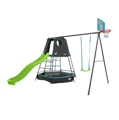 TP Toys Tp Explorer Metal Climbing Frame Set & Ripple SlideSwing And Basketball Black Edition from B&Q