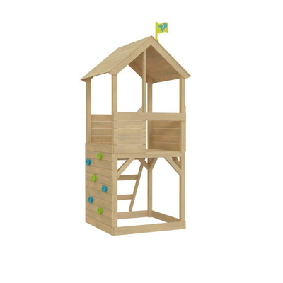 Tp Toys Treehouse Wooden Play Tower, With Climbing Wall - Fsc Certified