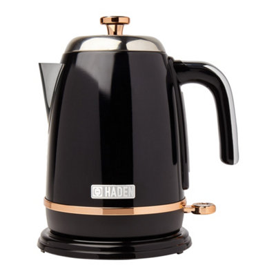 Haden Salcombe & Copper Kettle - Electric Fast Boil Kettle, 3000W, 1.7 Litre Black