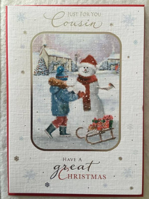 Cousin At Christmas Snow Man Christmas Cards By Carte Blanche from B&Q