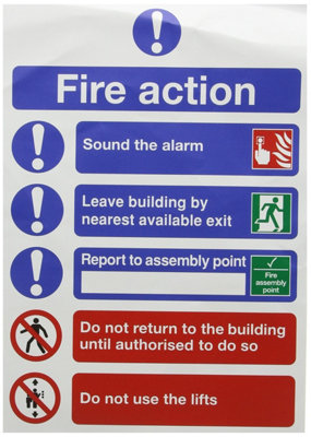 Soundlab Signslab Fr09950S Safety Sign "fire Action"SymbolsSelf AdhesiveA4 from B&Q