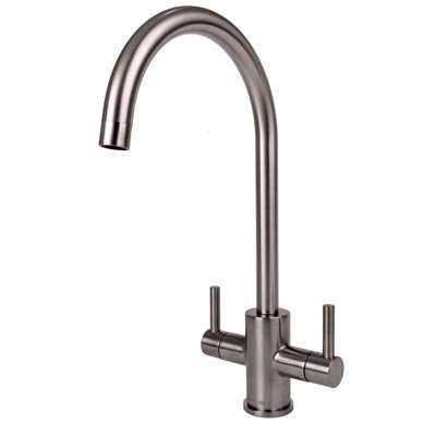 Reginox Genesis Bn Brushed Nickel Swan Neck Kitchen Mixer TapDeck Mounted Brass from B&Q
