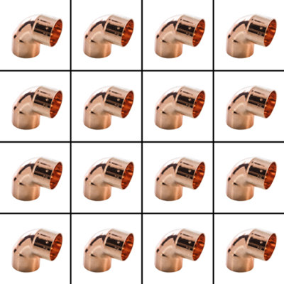  - 25 X Copper 15mm End Feed Elbow 90 Degrees Bend 15Xmm X 15mm X 15mm 90 Ef12