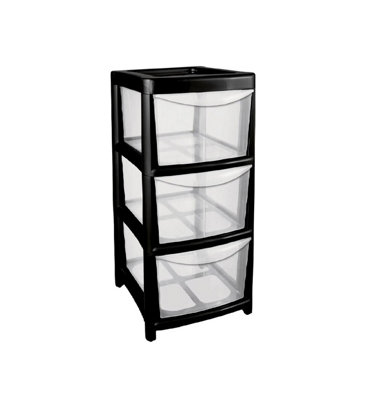 Shop4allsorts 3 Tier Drawer Unit Small Black Storage Desktop Filing Unit A5 Paper Stationery from B&Q