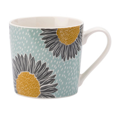 Porcelain Mug Blue With Yellow Sunflower Artisan Flower English Tableware Co. from B&Q