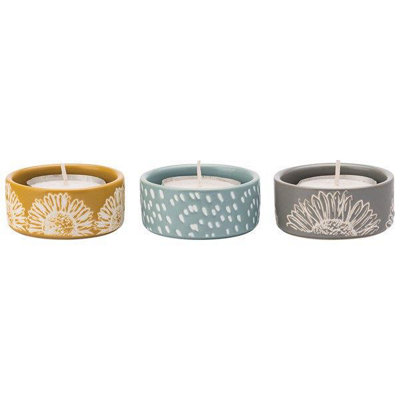 Artisan Flower Set Of 3 Tealights Small from B&Q