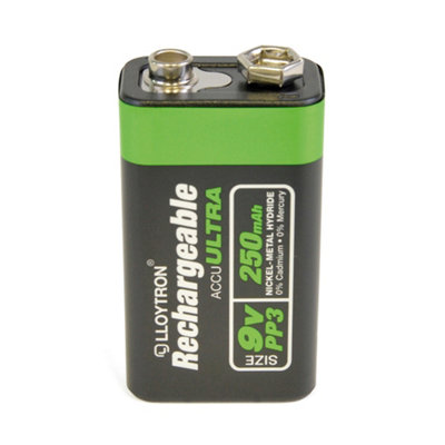 Lloytron Nimh Rechargeable Accuultra Battery 9V(Pp3) Size  250Mah  1 Pack from B&Q