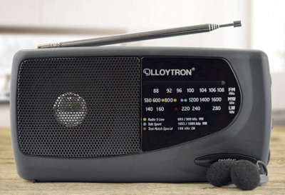 Lloytron N3201 Portable Personal Sports Radio Mw/fm/lw With Earphones Battery OperatedBlack from B&Q