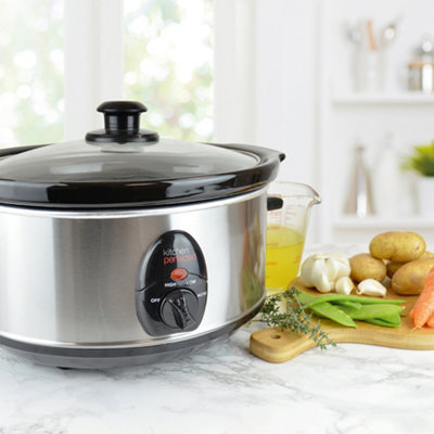 Kitchenperfected 3.5Ltr Oval Slow Cooker- Brushed Steel