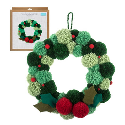 Groves Of Thames Green Pompom Wreath Grn - Pom Pom Wreath Kit: : Pack Of - Trimits Size 1