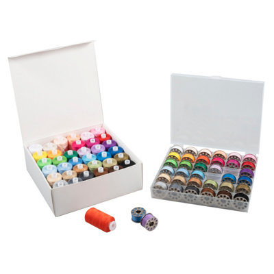 Trimits Sewing Thread & Bobbin Set72 Spools (Assorted)36 X 230M Threads + 36 Matching Bobbins from B&Q