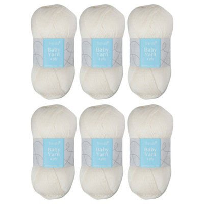 Trimits 4 Ply Knitting Yarn Cream Acrylic Knitting & Crochet Wool 6 X 100G Soft Anti Pilling Machine Washable Oeko-Tex from B&Q