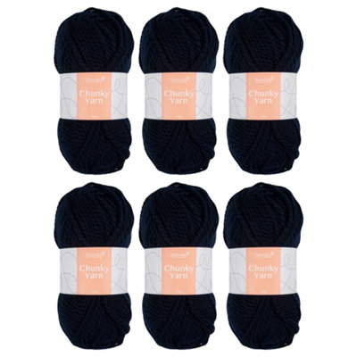 Trimits Chunky Knitting Yarn Blue Acrylic Knitting & Crochet Wool 6 X 100G Soft Touch Machine Washable Oeko-Tex from B&Q